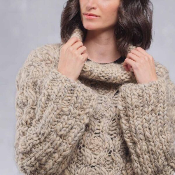 JERSEY TEJIDO A MANO EN ALPACA, LINO Y LANA. OVO III