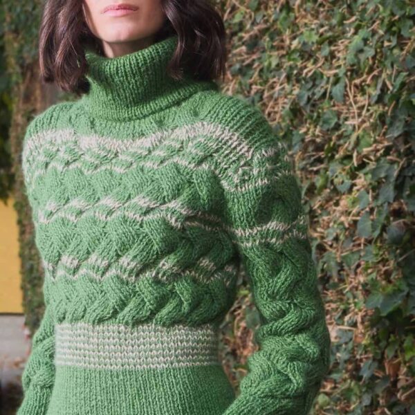 JERSEY TEJIDO A MANO EN ALPACA, LINO Y LANA. OVO II